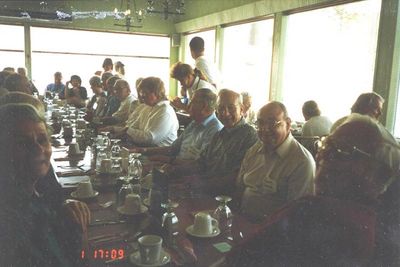 Cooperstown Reunion - 1996
Group at lunch.  
Far left: Kate Loucks Johnson, `51;
Far right to left: Harry Johnson, `51; Frank Ioele, `55; Tom Yole, `52; Paul Ward, `53
