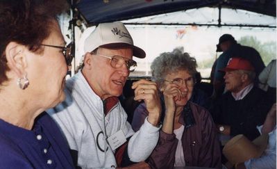 Reunion 1999 - Albany
L to R: Unidentified woman (Barbara Smith?); Ray Gibb, `53; Marece Gibb?; (background) Ray Champlin, `52
