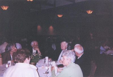 Reunion 1999 - Albany
Clockwise L to R: Arlene Holzman; Gerry Holzman, `54; Joe McCormack, `53; Jim Panton?, `53; Donna Palczak? Foreground, back to camera, Unidentified woman 
