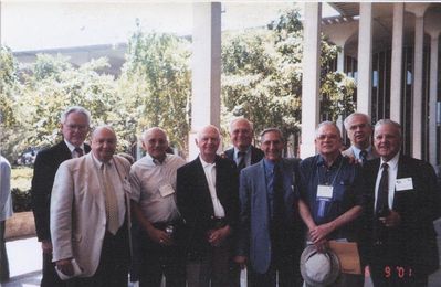 2001 Albany Mini Reunion Veterans Project Ceremony
June 9, 2001 Unveiling of the Wall of Honor
L to R: Joe Dolan, `52; Frank Ioele, `55; Dan Tauroney, `51; Bill Adams, `51; Harry Johnson, `51; Tom Benenati, `53; Paul Carter, `51; Unknown man; Bob Sage, `55
Information provided by Bob Sage.
