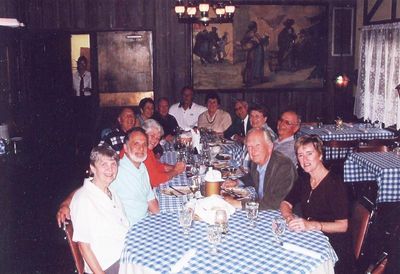 2003 Albany Reunion
L to R, from foreground: Joan and Mike LaMarca, `53; Lyn and Ed Bonahue, `53; Cathy and Bob Giammatteo, `53; Franz Zwicklbauer, `62; Vivian Schiro Benenati, `56 and Tom Benenati, `53; Barbara and Hal Smith, `53; Jim and Georgiana Panton, `53
