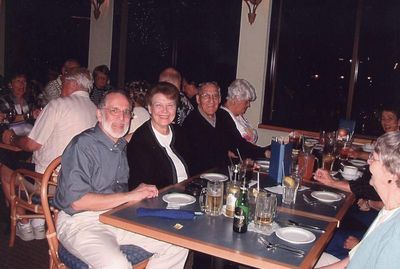 2004 Fort Meyers Beach February Mini Reunion of `53
L to R: Mike Lamarca; Barbara Smith; Tom Benenati; Lyn Bonahue; Hal Smith (partially hidden); Joan LaMarca
