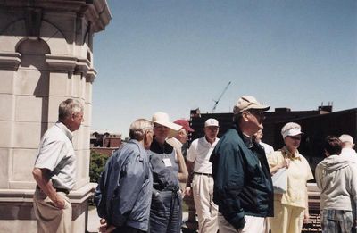 2004 Syracuse Reunion
At Syracuse University
L to R: Ed Franco, `55; Tom Benenati, `53; Unidentified woman (Melina Kaehn?); Ray Champlin, `52; Tom Yole, `52; Dick Herodes, `58; Kate Loucks Johnson, `51;
