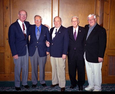 Mayville Potter Reunion - 2005 Presidents
L to R: Tom Yole, `52; Paul Ward, `53; Jim Finnen, `54; Bob Sage, `55; and Jim Sweet, `56
