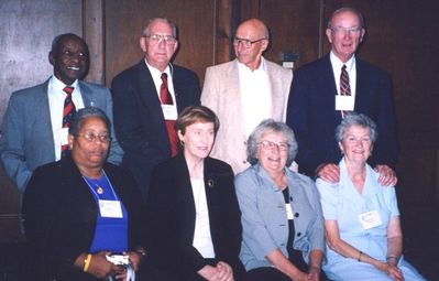 Mayville Potter Reunion - 2005 1952
Seated, L to R: Ruby Joy; Mary Anne Fitzgerald Lanni; Sally Schaertl; and Pat Yole
Standing, L to r: Dan Joy; Bob Lanni; George Schaertl; and Tom Yole
