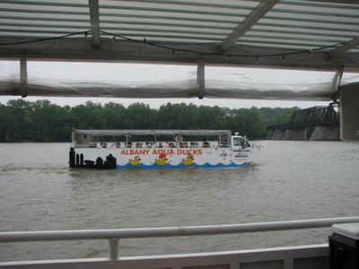 Aqua Ducks Tour 75th Anniversary 9B
In the drink and still afloat.  
Is it I. Emma or Alfalfa?
