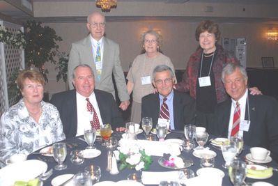 2006 Reunion 75th Anniversary 1954 1955 Table
Seated, L to R:  Cathy Coan; Bob Coan, `55; Don Capuano, `55; Ed Franco, `55
Standing, L to R:  George Wood, `54; Arline Lacey Wood, `54; Anne Franco
