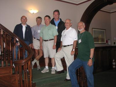 2006 Reunion 75th Anniversary Potter House Tour 1
The grand staircase beautifully restored.
From the left: Pat Pearson, John Schneider, Peter Schroeck, Joe Blackman, Fred Culbert, and Don Kisiel
