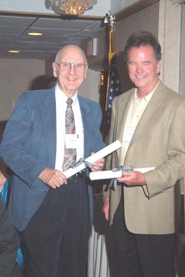 2006 Reunion 75th Anniversary Wetherby and Blackman
Dave Wetherby, `51 and Joe Blackman, `66, traveled the greatest distance to attend the Reunion.
You can figure out how far each traveled by using your new membership directory to find where they came from, then use Google maps or MapQuest to find the distances from their homes to 1228 Western Avenue, Albany, NY, site of the Reunion.  There will be a prize for the first to get the distances correct!

Fran Streeter submitted his entry for the contest.  He says they traveled: Dave Wetherby Traveled 1,468.61 miles.  Bob Blackman traveled 1,809.00 miles.
Let's hear a big cheer for the winner of the contest, Fran Streeter. 
The prize, to be determined, will be awarded at the 2007 Reunion, if not sooner. 
