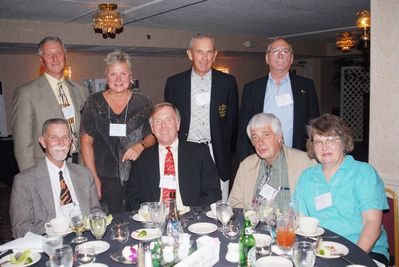2006 Reunion 75th Anniversary 1961 1962 1963 1964 Table
Seated, L to R:  Bob Fairbanks, `64; Gary Penfield, `63; Bob Cross, Jr., `63; Linda K. Cross;
Standing, L to R:  Franz Zwicklbauer, `62; Frances Pavliga Zwicklbauer, `61;
Richard Sauers, UAlbany, guest; George Nigriny, Jr., `64
