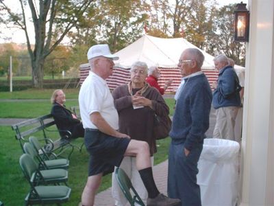 Cooperstown 2007 Empire State Carousel
Jack Higham; Mary and Bernie Robbins;and  Bob
Benton in background at the Empire state Carousel Reception
