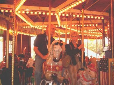 Cooperstown 2007 Empire State Carousel
Pat and Judy Pearson ride the Empire State Carousel
