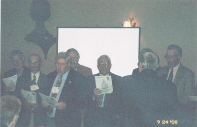 Canandaigua Reunion 2008
Potter Chorus
L to R: Ross Dailey; Hal Smith; Ron Graves; Sven Sloth?; John Benton; (back to camera) Milan Krchniak; Henry Maus
