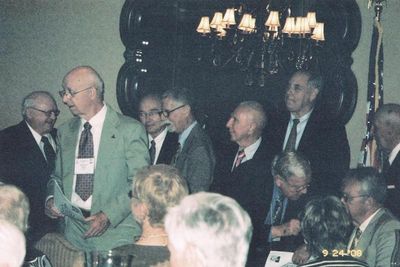 Canandaigua Reunion 2008
Potter Chorus
L to R: Bob Umholtz; George Wood; Pat Pearson; Bob Fairbanks; Bob Giammatteo; Jim Greene; (bending over) Paul Ward; Tom Benenati
