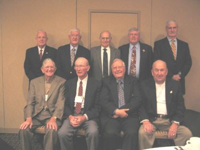 Past Presidents
FR, L to R: Carlton Coulter `35; Tom Yole `52; Paul Ward `53; Jim Finnen `54
BR: Bob Sage `55; Jim Sweet `56; Bernie Robbins `57; Ron Graves `58; Dan Schultz `62 
Keywords: past presidents