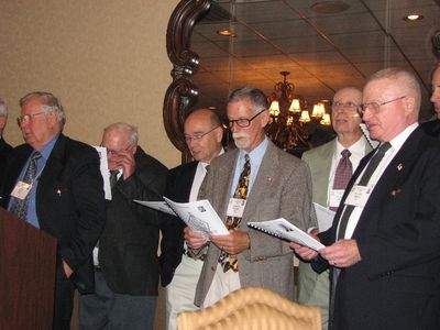 Potter Chorus at the Banquet
Paul Ward; Bob Umholtz; Pat Pearson; Bob Fairbanks; George Wood; and Jack Higham
