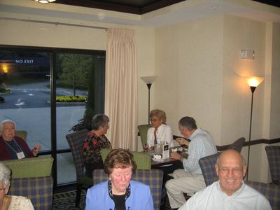 2010 Reception - 09
Background at table: Pat Graves; Karen Dailey; and Ross Dailey, `58.  Far left: Doris Vater Ward, `51
Foreground: Bea Lahan Finnen, `54; John Centra, `54
