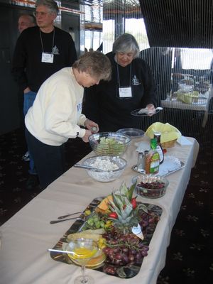 2010 Tours Boat
Buffet Lunch is served on board the Pride of the Hudson.  Jan Higham and Cenzie Davis partake.  Doug patiently waits.
