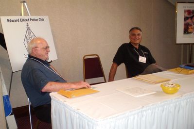 Friday Afternoon Registration
Bob Umholtz, 51 and Gerry Leggieri, 68 man the Registration Table in the lobby of the Best Western Sovereign Hotel, Albany.
