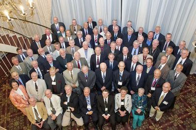 Saturday Banquet 
Potter Club Reunion 2011
Front row, seated: 
Bob Lanni, 52; Tom Yole, 52; Tom Singleton, 52; Paul Ward, 53; Matthew Potter; Susan Potter Mintzer; Gloria M. Potter

Row 2: 
Kay Hotaling, Pres. UAlb Alumni Assoc.; Dave Manly, 52; Art Batty, 52; Dan Tauroney, 52; Carlton Coulter, 35; Ray Champlin, `52; Ken Doran. 39; Bob Umholtz, 51; Ed Bonahue, 53; Pat Pearson, 65

Row 3: 
Milan Krchniak, 53; Jack Higham, 57; Bernard McEvoy, 57; Gerry Holzman, 54; Vince Mauriello, 68; Jim Sweet, 56 (in white coat); George Wood, 54; Bob Fairbanks, 64; Ross Dailey, 58 (behind Fairbanks); Bob Sage, 55; Joe McCormick, 53; Joe Zanchelli, 49 (in light coat); Carl Miller, 68; Grant Downs, 68; Roger Gorham, 69

Row 4: 
Franz Zwicklbauer, 62; Doug Penfield, 60; Harry Johnson, 51; Fred Culbert, 65 (behind Johnson and Schneider); John Schneider, 65; Gene McLaren, 45 (behind Schneider and O'Loughlin); Tom O'Loughlin, 56; Geoff Williams, UAlb Archivist; Joe Persico, 52; Eric Kafka, 60; Harold Smith, 53 (behind Kafka and Palczak); Claude Palczak, 53 (behind Dailey and Sage); Ron Graves, 58; Jim Panton, 53 (behind Graves and Zanchelli); Bob Benton, 64; Gerry Leggieri, 68; Ray Shipman, 61

Row 5: 
Peter Schroeck, 65; Bill Lindberg, 55; Bob Coan, 55; Joe Stella, 54; Dave Sully, 65; John Centra, 54; Ed Franco, 55 (behind Persico and Kafka); Frank Ioele, 52; Peter McManus, 54; Bob DeMichiell, 55; Herb Egert, 53; Richard Szymanski, 67; Don Kisiel, 66; Henry Maus, 62; Dan Schultz, 62

Row 6: 
Lee Serravillo, Exec. Dir. UAlb Alum Assoc.; Art Weigand, 53; DeWitt Combs, 55; Dick Persico, 55; Doug Davis, 69; Joe Dolan, 52

Missing from photo, but in attendance at Friday Reception: 
Al Alcon, 71; Ron Alexander, 58; Stewart Crowell, 64; Eric Fogelgaren, 68; Carl Herman, 62; Carroll Judd, 53; Dave LeBleu, 65; John Lewis, 62; Ken Ludlum, 51; Gary Penfield, 63; George Philip, 69, Pres., UAlb; Richard Sauers, UAlb Basketball Coach
