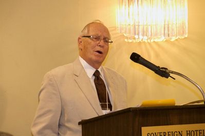 Saturday Banquet
Dave Manly, 52, gives Invocation.

A Reflection of Potter Club on the Occasion of Its Eightieth Birthday

Here we are, Lord, to honor EDWARD ELDRED POTTER... and a life exemplified by integrity and vision, high aspirations and lofty achievement, with pride in country and ultimate sacrifice... his life resonating in our minds, yes, but even more in our hearts.

Here we are, Lord, to honor EDWARD ELDRED POTTER CLUB... a fellowship established in bonding brotherhood and lives of service to others... across two centuries impacting our collegiate years in a myriad of character-building ways.

Here we are, Lord, POTTERMEN... (and significant others) reveling in our bountiful memories of our collegiate past with friends, some alas, no longer with us; gathered here tonight appreciative of our opportunity to rekindle friendships in the present, keenly aware of future opportunities and challenges awaiting us to be met all ways and always befitting our association with Edward Eldred Potter:  We in him... He in us.  Amen

N.B.:  The text of this invocation is also available as a text file elsewhere on the web site.  A post banquet recording was made by Dave that is also available elsewhere on the web site.  (We inadvertently failed to record his words live at the banquet.)

Dave is also a Myskania Plaque honoree.
