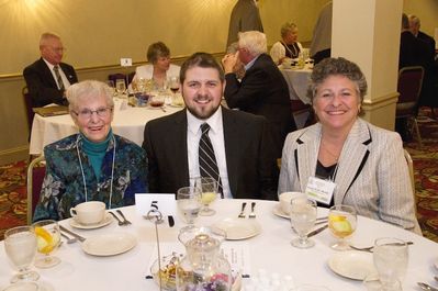 Saturday Banquet
Potter Family Members attending the Banquet.

Gloria M. Potter, Potter niece by marriage; Matthew Potter, Potter Great Grand Nephew; Susan Potter Mintzer, Potter Grand Niece
