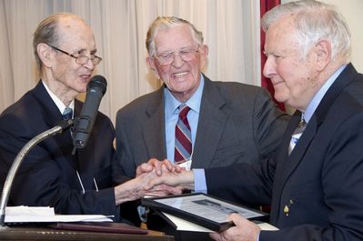 Saturday Banquet
Potter Man of the Era Award

L to R: Ken Doran, 39; Carlton Coulter, 35; Paul Ward, 53, Recipient
