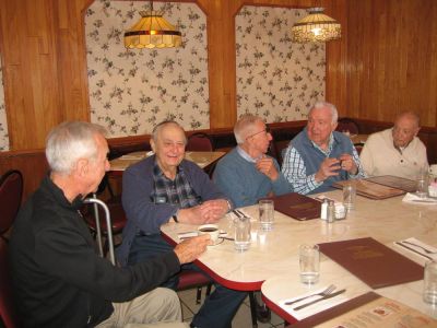 2015 Albany Luncheon at Route 7 Diner April 15
L to R: Pete McManus, `54; Milan Krchniak, `53; Bob Giammatteo, `53; Claude Palczak, `53; Frank Ioele, `52. 
Pixes by Jack Higham, `57
