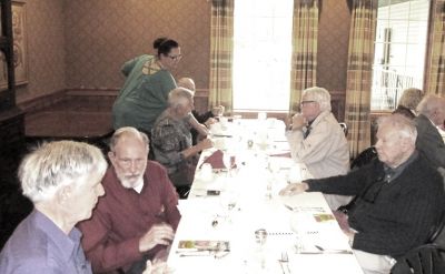 2019 Fall Luncheon at Avila Senior Center, October 22, 2019
Clockwise from Left: Doug Davis, `69; Gene McLaren, `45; (Across table) Paul Ward, `53
