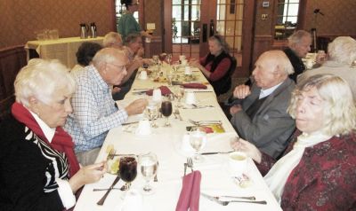 2019 Fall Luncheon at Avila Senior Center, October 22, 2019
Clockwise from Left:  Ann Holcomb Fairbank, Chi Sig,`67; Dick Fairbank, `66; (across table) Jim Morrissey, `57; Anne Morrissey
