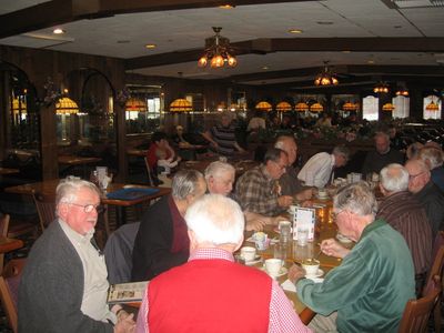 2009 Albany Luncheon at 76 Diner Dec 16
From the Left: Frank McEvoy; Milan Krchniak; Ted Bayer; Joe Zanchelli; Jim Panton; Claude Palczak (back to camera)
From the right: Carlton Coulter; 
