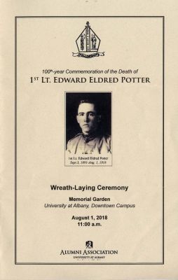 100th Anniversary Commemoration Aug. 8, 2018
Wreath Laying Program Cover
produced by the 
UAlbany Alumni Association Office
under the direction of Loida Vera Cruz
