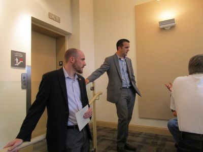 100th Anniversary Commemoration Aug. 8, 2018
Brian Fessler, `06, `07, Alumni Assoc. Pres.; Casey Crandall, `07, `12, Alumni Assoc. Board
