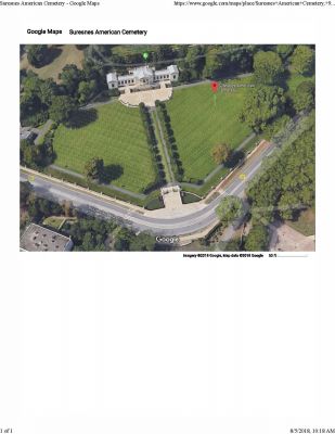 100th Anniversary Commemoration Aug. 8, 2018
Suresnes American Cemetery, Suresnes, France
from Google Maps 3D view
