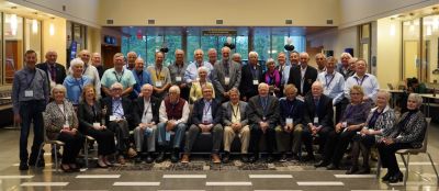 Potter Club 90th Anniversary October 15, 2021
Seated L to R:  Bonnie Tomaszewski Kisiel '67; Jane Beckett Camarata, `65; Bernard "Frank" McEvoy, `57; Jack Higham, `57; Bob Cross, `63; Mike Camarata, `63; Peter Schroeck, `65; Angelo Battisti, `67; Jack Adams, `70; Doug Penfield, `60; Lois Provino Kind, `71; Janet Mack Higham, `58; Barbara Strack McEvoy, `57;
Standing: Tom Libbos, `72; Dick Fairbank, `66; Ann Holcomb Fairbank, `67; Tom Mullin, `72; Barrie Kolstein, `71; Bart Grabon, `73; Charles Kriete, `72; Bob Kind, `70; Jerry Sahlman, `71;  Unk ID-1; Bob Downey, `72; Mary Downey; Rich Hunter, `72; Don Kisiel, `66; John Quattrocchi, `73; Unk ID-2; Peggy Hogan; Gary Penfield, `63; Howard Smith, `71; Richard "Doc" Sauers; Unk ID-3; James Morgan, `73; Unk Id-4; David Jones, `71; Arthur Reaulo, `76
Missing, but present: Bill Bonesteel, `57
