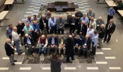 Potter Club 90th Anniversary October 15, 2021
90th Anniversary Group Photo, ver. 1.0
Herding cats.  
Loida and Stephanie arrange the group for the photo.
