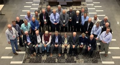 Potter Club 90th Anniversary October 15, 2021
90th Anniversary Group Photo, ver. 3.0
Herding cats.
Loida and Stephanie arrange the group for the photo. 
